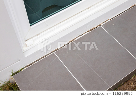 cracked concrete floor of the house cracked concrete floor of the house 116289995