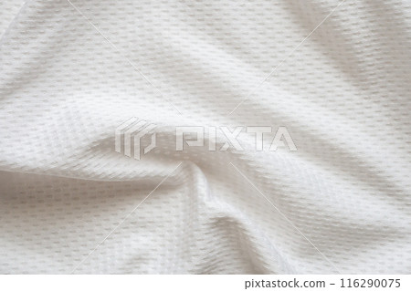 White sports clothing fabric football shirt jersey texture background 116290075