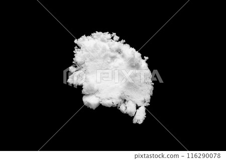 White snow isolated on black background close up 116290078