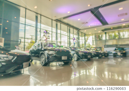 new cars in showroom interior blurred abstract background 116290083