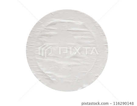 Blank white round paper sticker label isolated on white background Blank white round paper sticker label isolated on white background 116290148