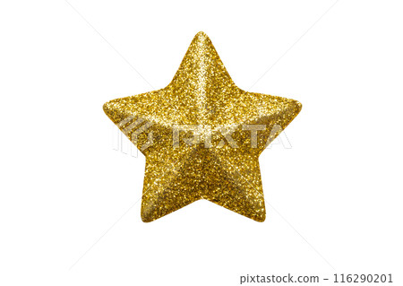 golden Christmas star glitter sticker isolated on white background 116290201