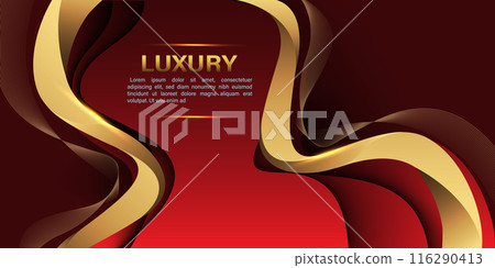 Abstract gold lines curve wavy luxury style on red design modern background vector 116290413