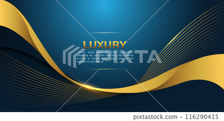 Abstract gold lines curve wavy luxury style on blue design modern background vector Abstract gold lines curve wavy luxury style on blue design modern background vector 116290415
