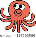 Red cute smiling octopus 116290566