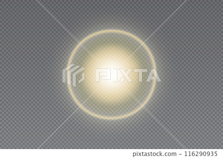 A yellow circle halo or transparent spot light placed on the wall 116290935