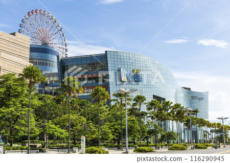 Low-angle view of Dream Mall building in Kaohsiung, Taiwan. It was the largest shopping mall in Taiwan. 116290945
