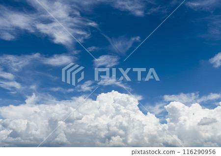 Beautiful clouds with a blue sky background. 116290956