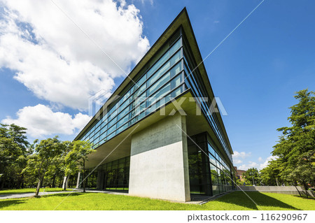 Building view of The Asia Museum of Modern Art in Taichung, Taiwan. The museum was designed by architect Tadao Ando with a triangular shape of structure. 116290967