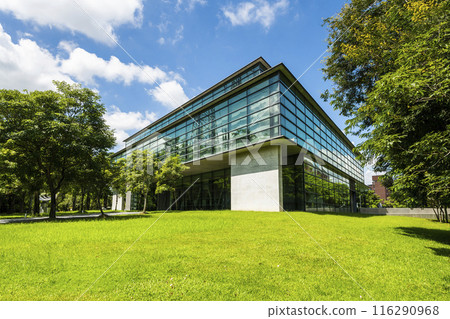 Building view of The Asia Museum of Modern Art in Taichung, Taiwan. The museum was designed by architect Tadao Ando with a triangular shape of structure. Building view of The Asia Museum of Modern Art in Taichung, Taiwan. The museum was designed by architect Tadao Ando with a triangular shape of structure. 116290968