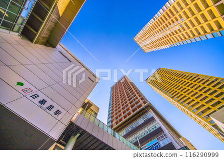 Tokyo cityscape in July. View of Nippori Station and the tower apartment complex in front of the station (5th) Tokyo cityscape in July. View of Nippori Station and the tower apartment complex in front of the station (5th) 116290999