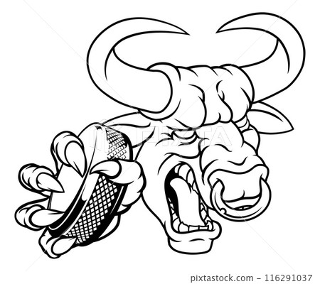 Bull Minotaur Longhorn Cow Ice Hockey Mascot 116291037