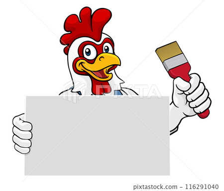 Chicken Painter Decorator Paint Brush Mascot Chicken Painter Decorator Paint Brush Mascot 116291040