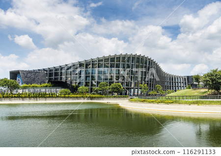 Modern building view of the Southern Branch of the National Palace Museum in Chiayi, Taiwan. Modern building view of the Southern Branch of the National Palace Museum in Chiayi, Taiwan. 116291133