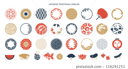 日本夏季符號、圖標和框架集 日本夏季符號、圖標和框架集 116291251