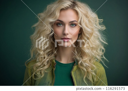 beautiful smirking attractive young woman with healthy skin looks at the camera. Natural makeup of a young beautiful model. 116291573