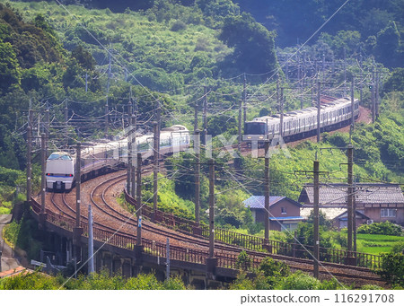 The Thunderbird Express and the Kosei Line Special Rapid Service running through the mountainous areas 116291708