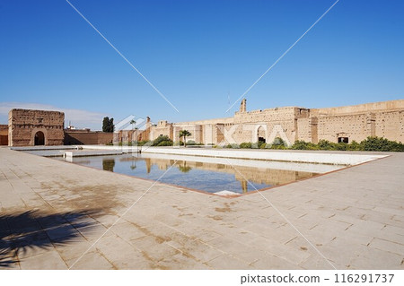 Pool in El Badi palace in Marrakech city in Morocco 116291737