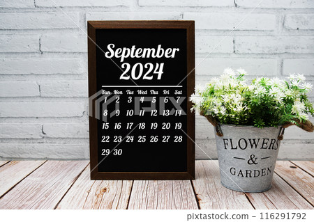 September 2024 monthly calendar on chalkboard for planning and management 116291792