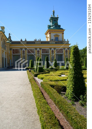 Alley to palace at Wilanow in Warsaw city of Poland - vertical Alley to palace at Wilanow in Warsaw city of Poland - vertical 116291894
