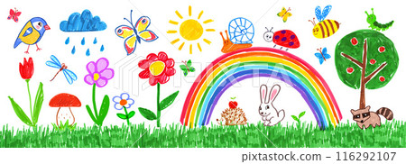 Child drawing of summer landscape Child drawing of summer landscape 116292107