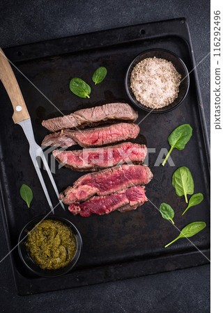 Different degrees of steak roasting 116292496