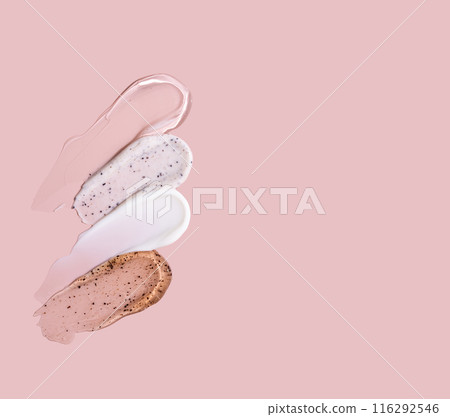 Assortment of smears of cream or lotion 116292546