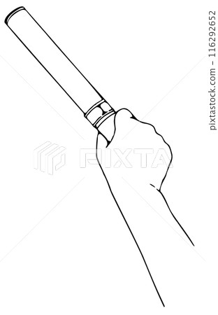 Line drawing of the right hand holding a penlight 2 Line drawing of the right hand holding a penlight 2 116292652