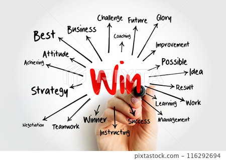 WIN mind map flowchart, business concept for presentations and reports 116292694