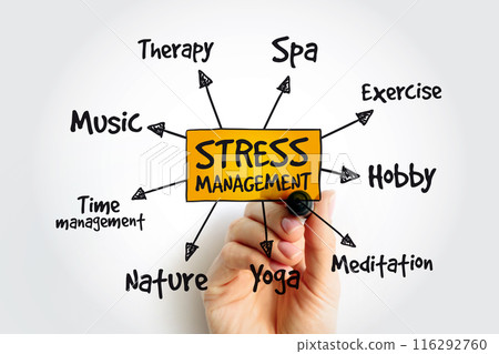 Stress Management mind map with marker, health concept background 116292760