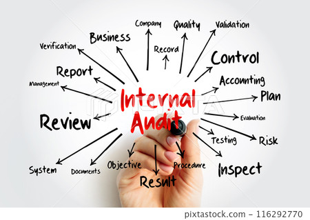 Internal Audit evaluate a company's internal controls, including its corporate governance and accounting processes, mind map concept for presentations and reports 116292770