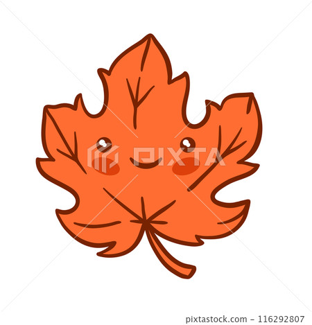 Maple leaf kawaii character. Autumn cute natural tree foliage. 116292807