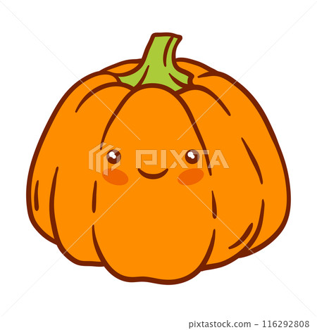 Pumpkin kawaii character. Autumn cute harvest of ripe vegetable. 116292808