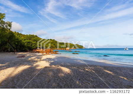 Anse Lazio beach. Praslin island, Seychelles. Coastal landscape Anse Lazio beach. Praslin island, Seychelles. Coastal landscape 116293172