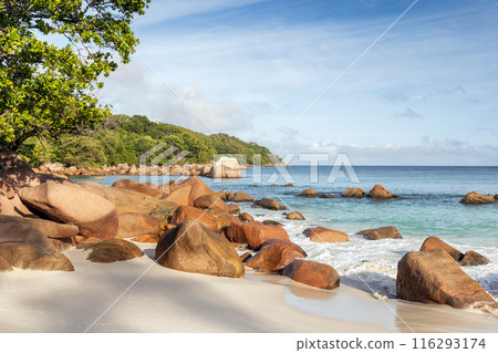 Coastal landscape of Praslin island, Seychelles Coastal landscape of Praslin island, Seychelles 116293174