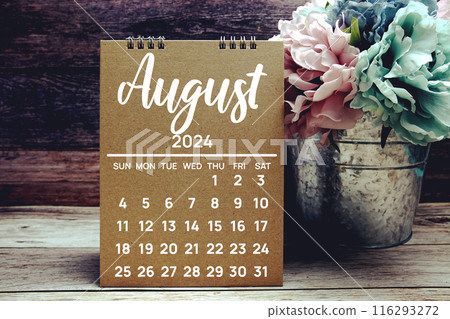 AUGUST 2024 annual monthly desk calendar for planning and management 116293272
