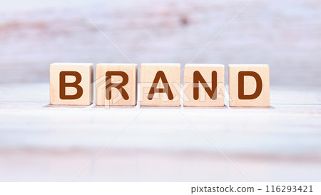 Customer retention concept. BRAND assembled from wooden cubes 116293421