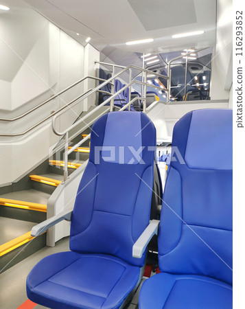 Salon of an empty train in Italy. Selective focus. 116293852