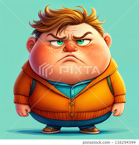 Cartoon character with a large head and big eyes. 116294394