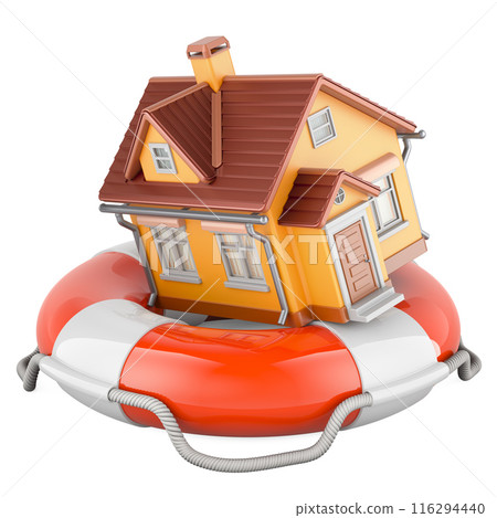 Home with lifebuoy. 3D rendering 116294440