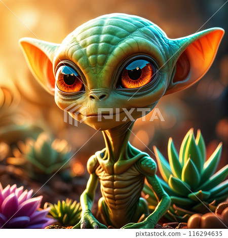 Digital illustration of an alien creature. 116294635