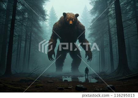 Large bear in forest. Large bear in forest. 116295013