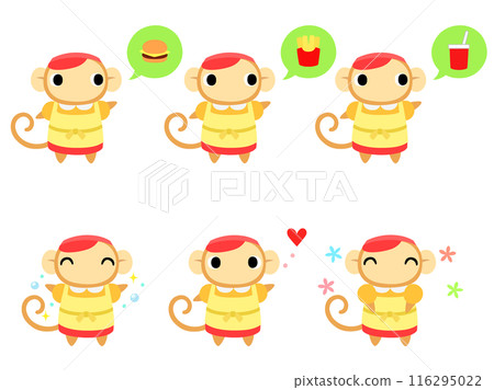 Hamburger shop employee monkey icon set 2 Hamburger shop employee monkey icon set 2 116295022