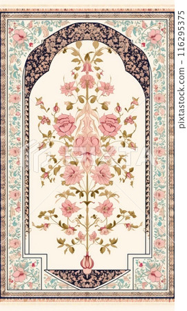 pastel color flower prayer mat rug carpet, ai 116295375