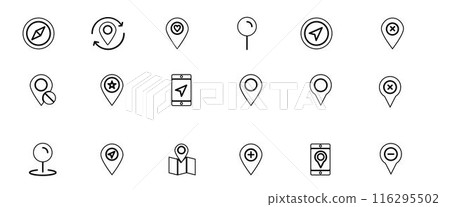 Set location pin icon symbol sign isolated on transparent background, map icon Set location pin icon symbol sign isolated on transparent background, map icon 116295502
