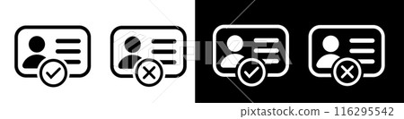 ID Card with Circle tick approved icon set.  116295542