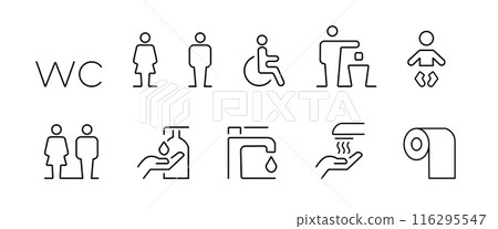 Toilet line icon set. WC sign. 116295547