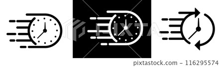 Quick time or deadline icon set in line style, Timers, Express service, Countdown timer. Quick time or deadline icon set in line style, Timers, Express service, Countdown timer. 116295574