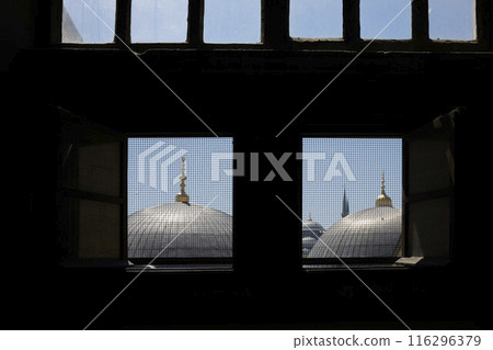 Visitors at the Hagia Sophia Grand Mosque. Formerly Hagia Sophia 116296379