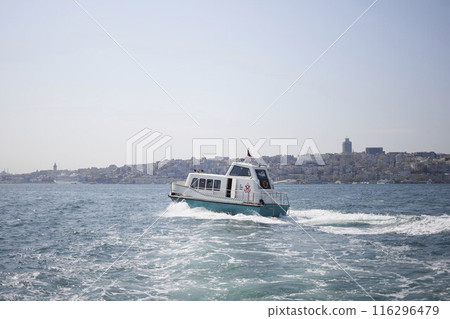Istanbul, Turkey - 13 April 2024: Water Transportation. Ferry in Istanbul Istanbul, Turkey - 13 April 2024: Water Transportation. Ferry in Istanbul 116296479